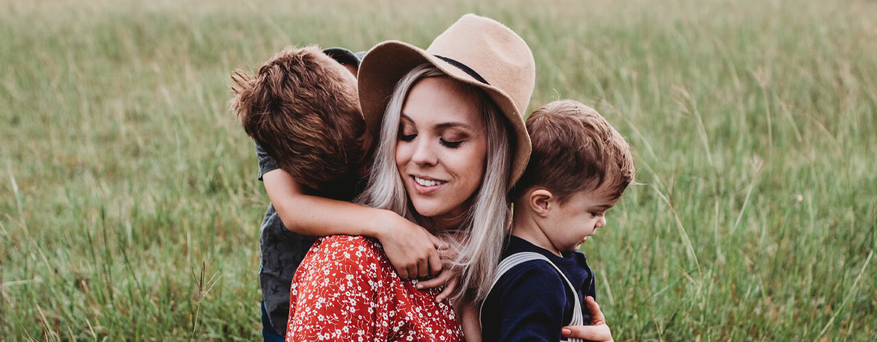 Mother with her two children